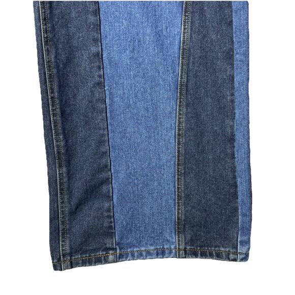 Nasty Gal Denim Wide Leg Patchwork Strapless Jumpsuit US 8 UK 12 Womens - Picture 3 of 7